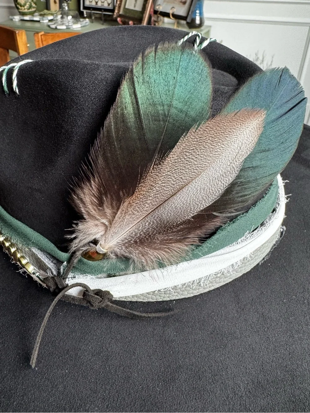 Hand Crafted Philadelphia Eagles Embellished Wide-Brim Vegan Suede Festival Hat